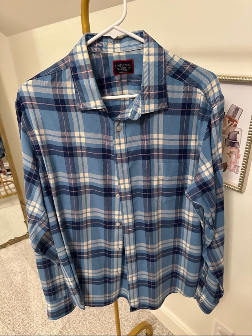 UNTUCKit Light and Navy Blue Plaid Button-Down Shirt